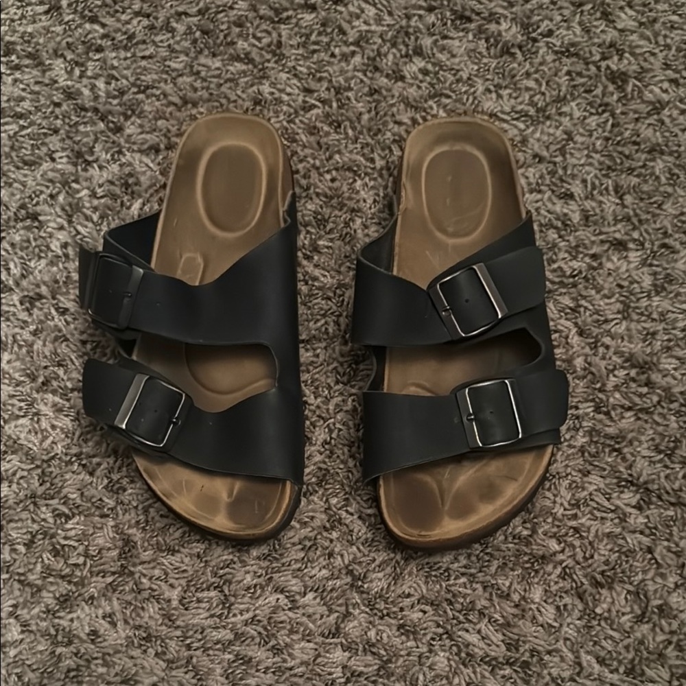 Black Double Strap Sandals